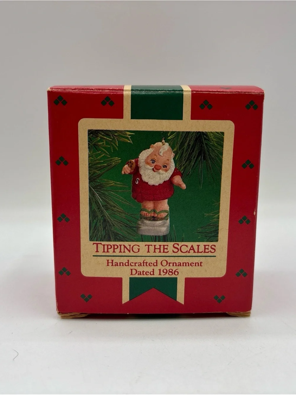 Hallmark Keepsake Dated 1986 Vintage Tipping The Scales Handcrafted Ornament